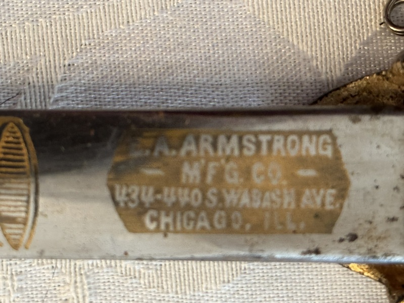 Antique Masonic Knight Templar Ceremonial Sword E.A. Armstrong RARE 1892-1894