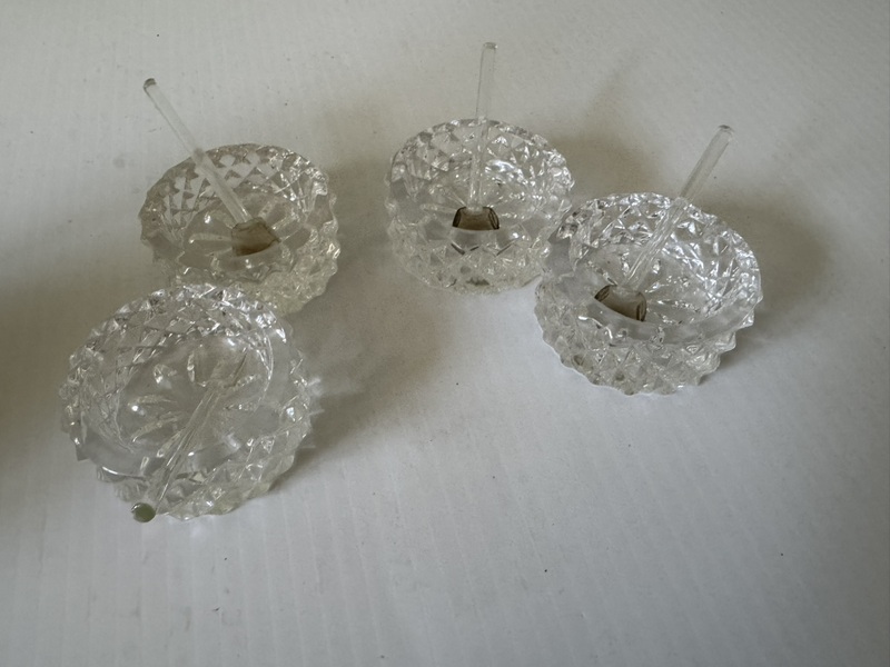 Set of 4 Cut Crystal Open Salt Celler with Matching Crystal Serving Spoons
