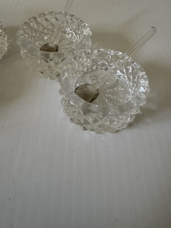 Set of 4 Cut Crystal Open Salt Celler with Matching Crystal Serving Spoons