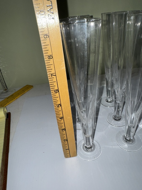 Vintage Set of 6 Glass Trumpet Champagne Flutes