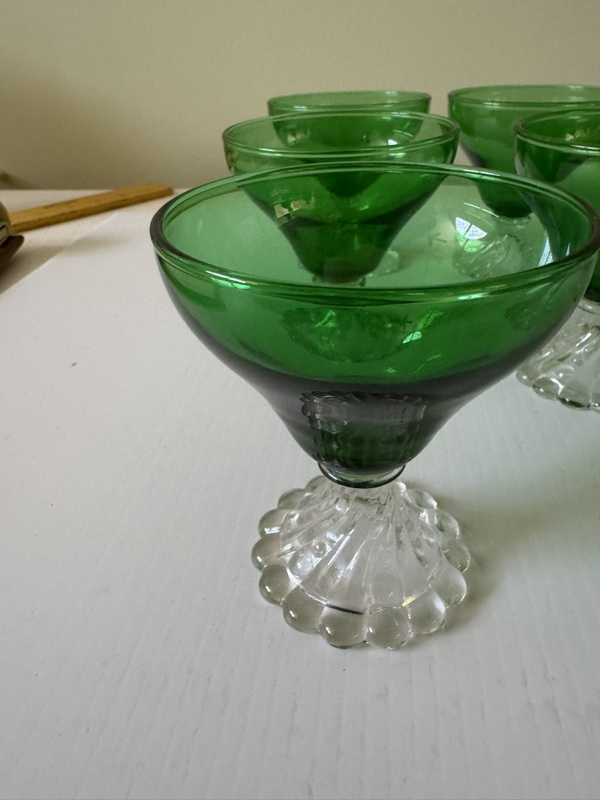 Vintage 1950's Anchor Hocking Forest Green Boopie Sherbet Glasses