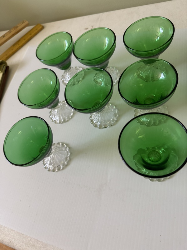 Vintage 1950's Anchor Hocking Forest Green Boopie Sherbet Glasses