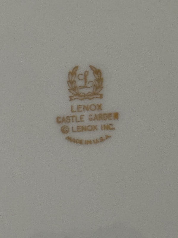 Set of 8 Lenox “Castle Garden” 5 Piece Place Setting, with two 10” Serving Bowls & 16” Platter