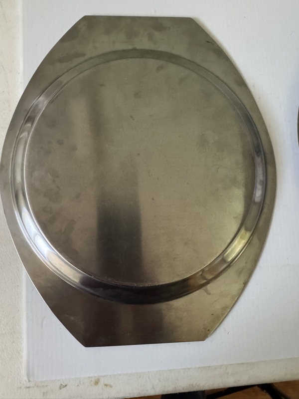 Set of 2 International Silver Pewter Holloware Stainless Steel Serving Treys 14.5” X 12”