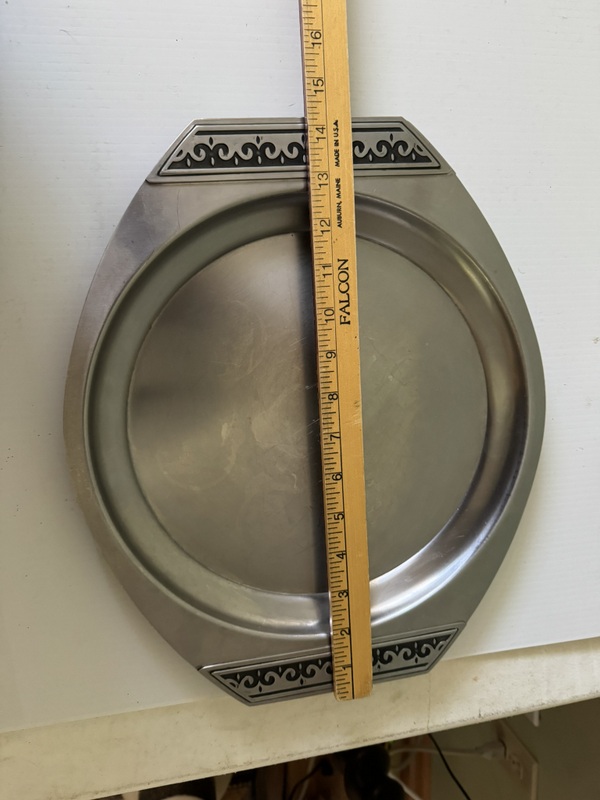 Set of 2 International Silver Pewter Holloware Stainless Steel Serving Treys 14.5” X 12”