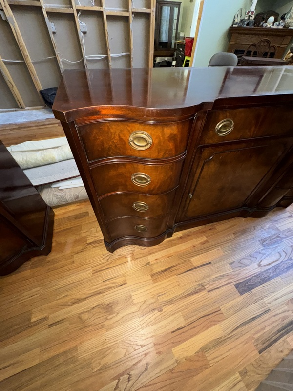 Drexel English Regency Style hutch with manufacture Date of December 1948