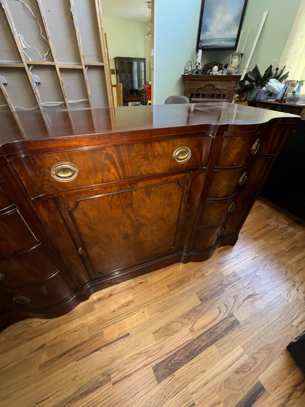 Drexel English Regency Style hutch with manufacture Date of December 1948