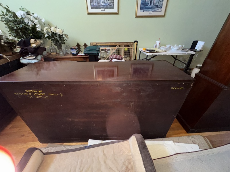 Drexel English Regency Style hutch with manufacture Date of December 1948