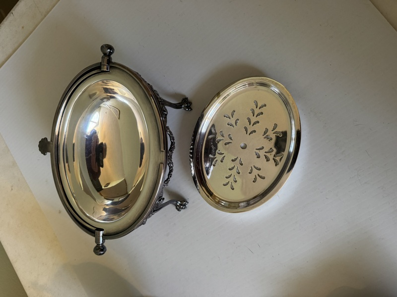 Antique Electroplated Nickel Silver two-handled entrée dish or butter Cooler Circa 1910