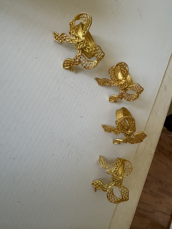 Set of Four Vintage Gold Tone Bow Napkin Holders