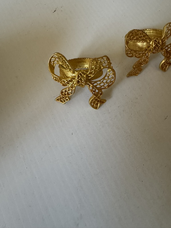 Set of Four Vintage Gold Tone Bow Napkin Holders