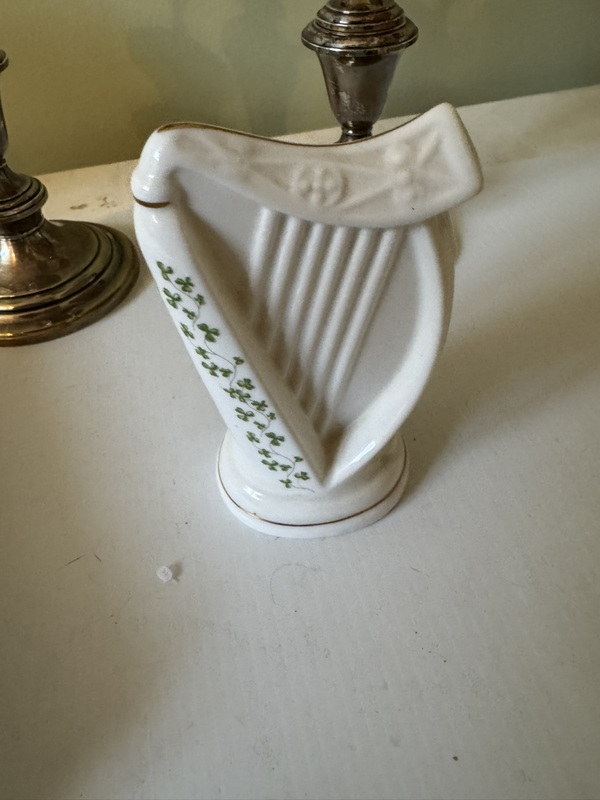 Royal Tara bone china harp handmade by Galway made in Ireland shamrock design