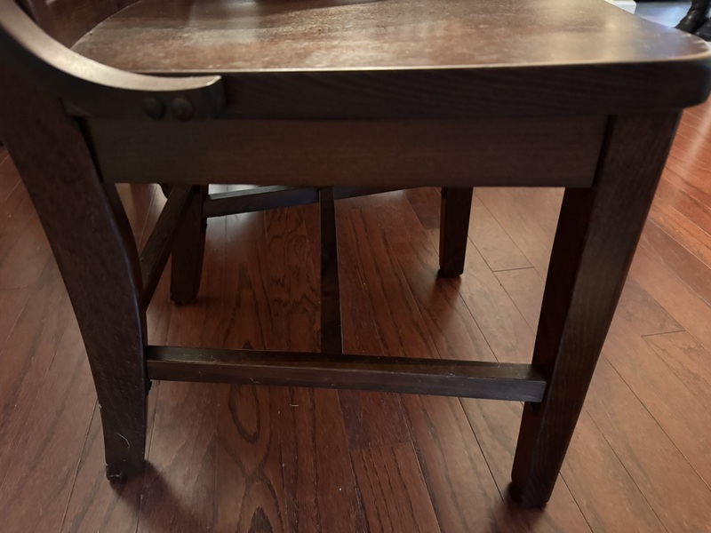 Vintage Round Pedestal Table with 3 Solid Wood Slat Back Chairs