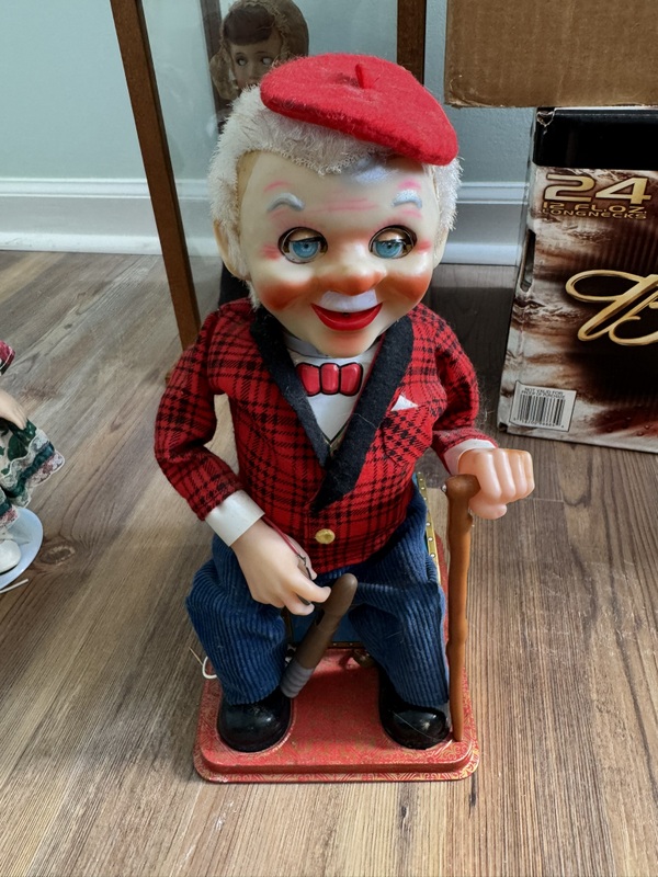 Vintage Rosko McGregor Tin Toy Cigar Smoking Man with Box