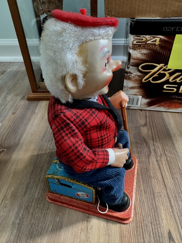 Vintage Rosko McGregor Tin Toy Cigar Smoking Man with Box