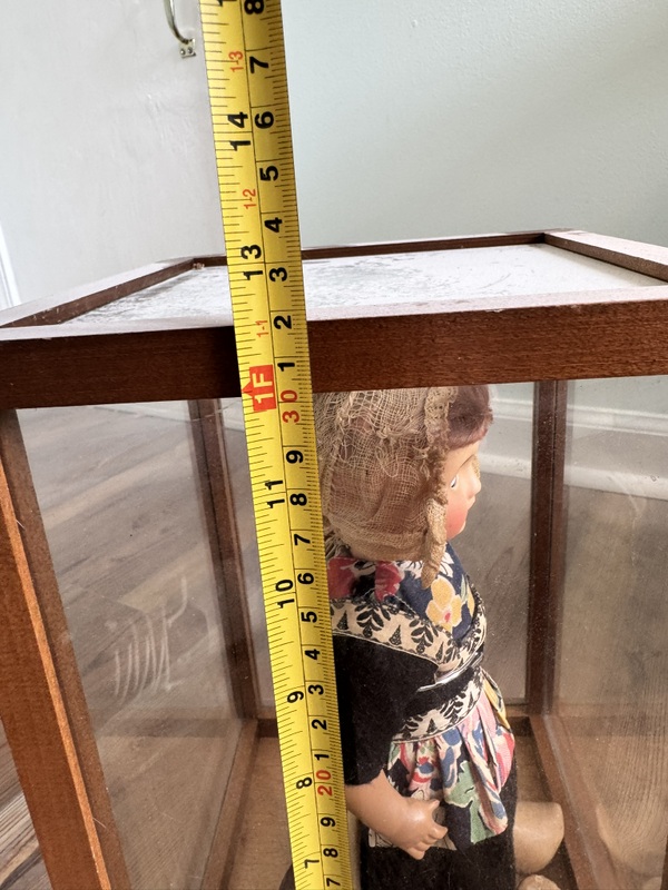 Antique Dutch Bisque Head Glass Eyes with Ethnic Costume in Glass Case