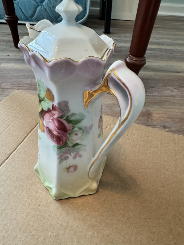 Vintage Hot Chocolate / Coffee Pitcher with lid, Cups and Platters