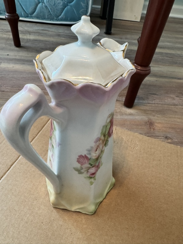 Vintage Hot Chocolate / Coffee Pitcher with lid, Cups and Platters