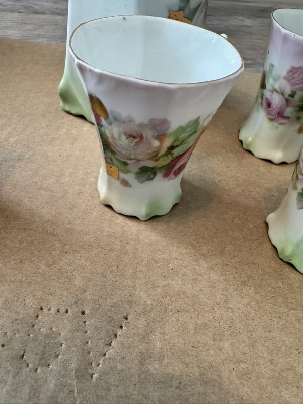 Vintage Hot Chocolate / Coffee Pitcher with lid, Cups and Platters