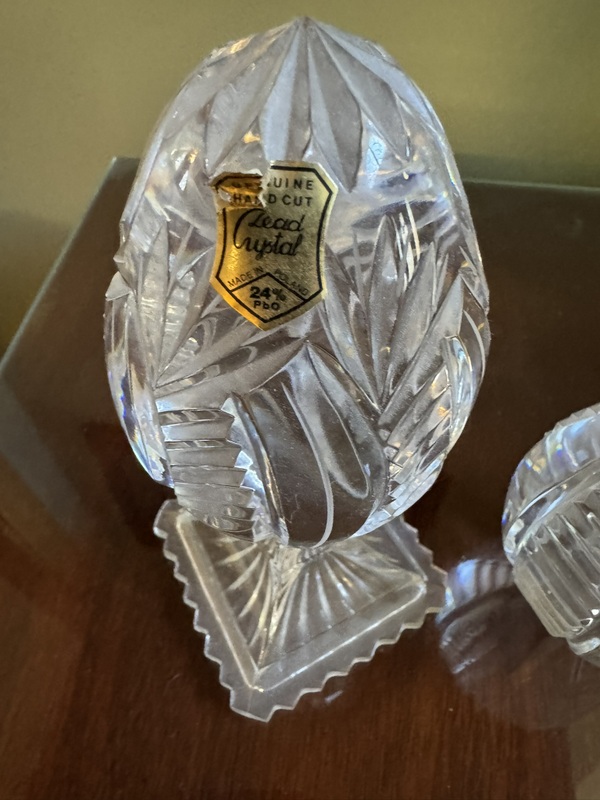 Two Vintage Lead Crystal Egg Paperweights made in Poland