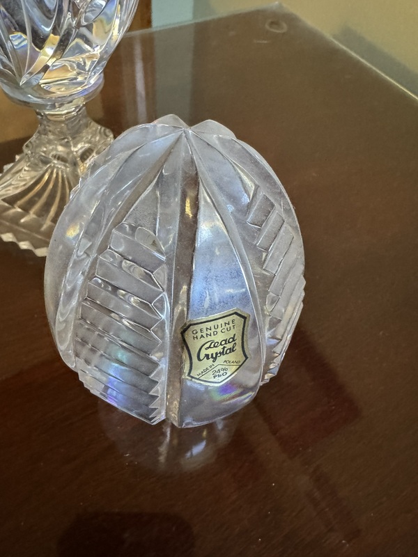 Two Vintage Lead Crystal Egg Paperweights made in Poland