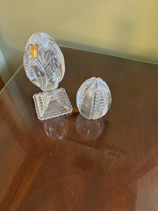 Two Vintage Lead Crystal Egg Paperweights made in Poland