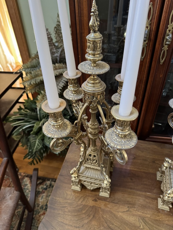 Vintage Italian Baroque Style Brass Candelabras