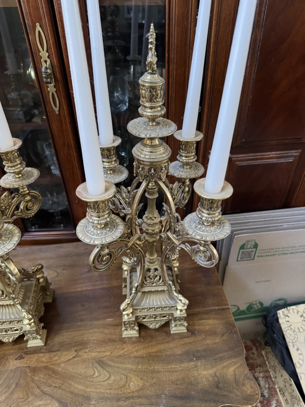 Vintage Italian Baroque Style Brass Candelabras