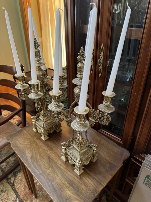 Vintage Italian Baroque Style Brass Candelabras