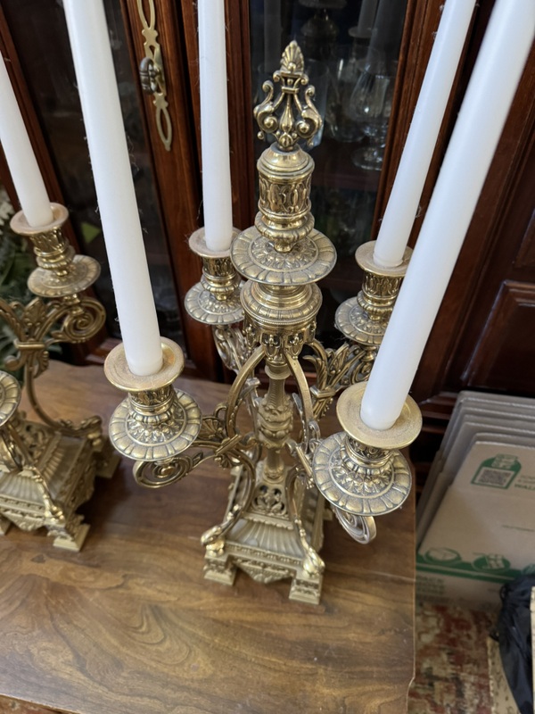 Vintage Italian Baroque Style Brass Candelabras