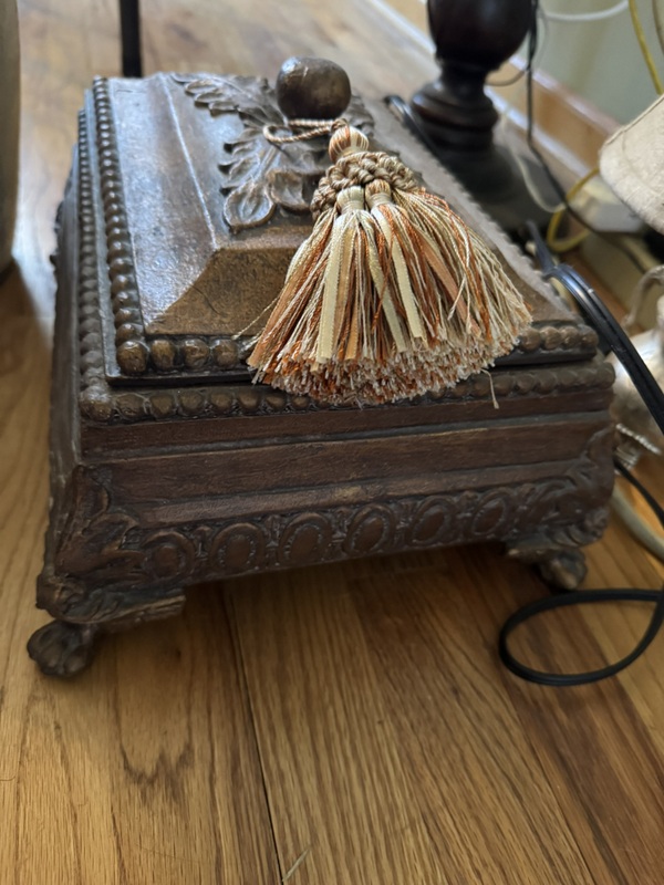 Footed Carved Jewelry or storage Box