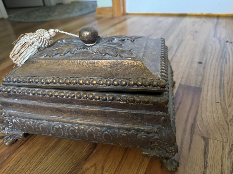 Footed Carved Jewelry or storage Box